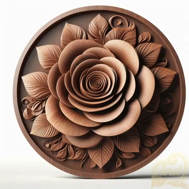 Carved brown rose flower 