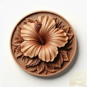 Carving of hibiscus flowers