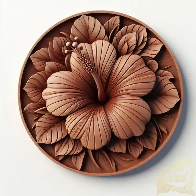 Carving of hibiscus flowers
