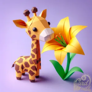 Charming Origami Giraffe Scene
