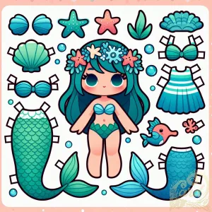 Chibi Mermaid Paper Doll