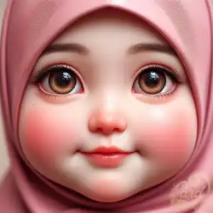 chubby girl pink hijab