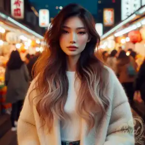 cream jacket at night market