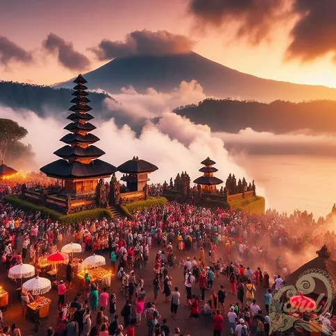 Crowded Visitor Bali Temple