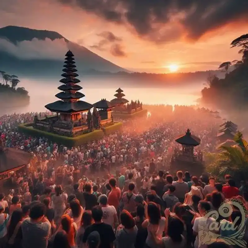 Crowded Visitor Bali Temple