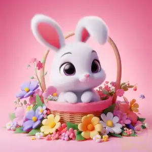 cute bunny in basket