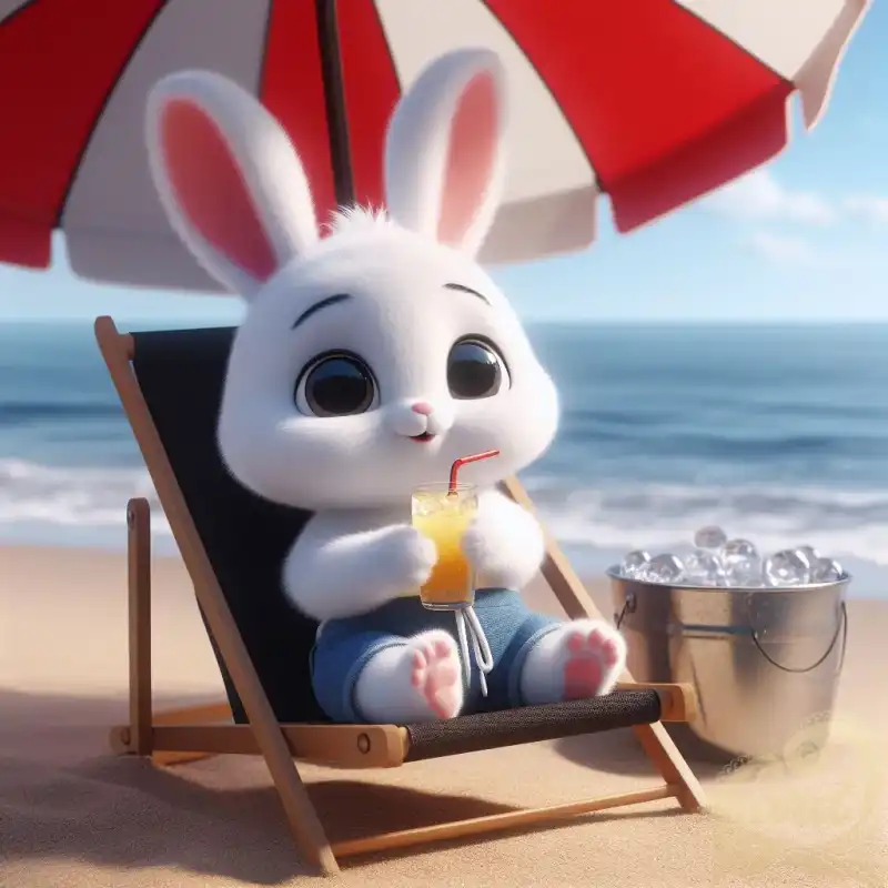 cute bunny on the beach
