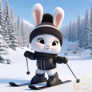 cute bunny skiing