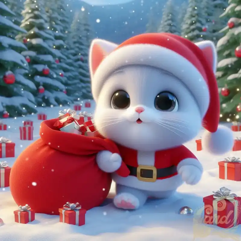 Cute cat Santa Claus