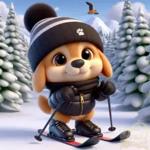cute dog skiing