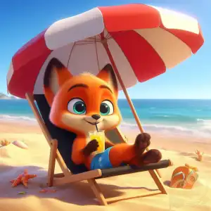 cute fox on the beach