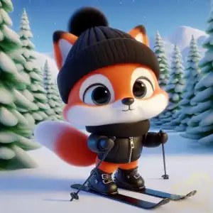 cute fox skiing