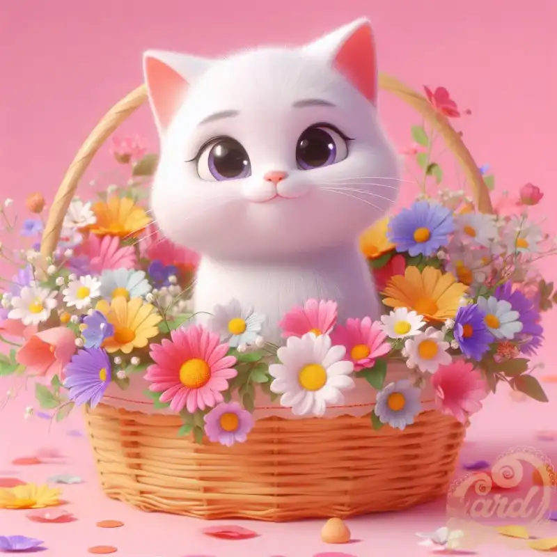 cute kitten in basket