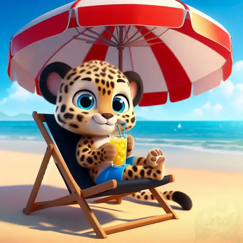 cute leopard on the beach