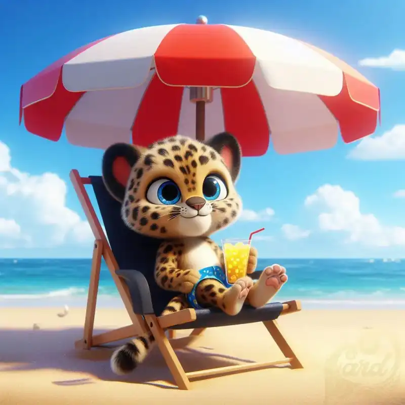 cute leopard on the beach