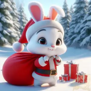 Cute rabbit Santa Claus
