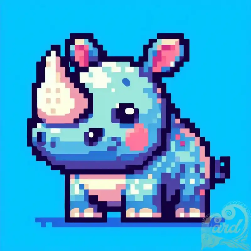 Cute Rhinoceros on Pixel