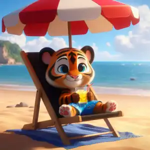 cute tiger on the beach