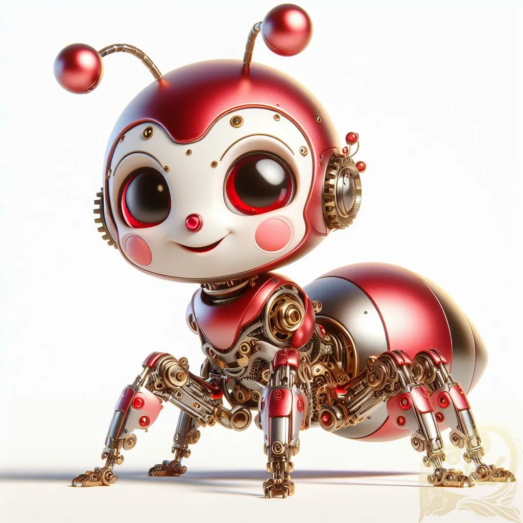 cute white-red cyborg ant