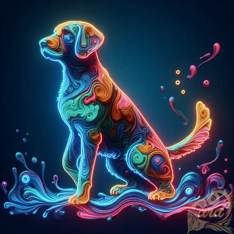 dog with neon lit