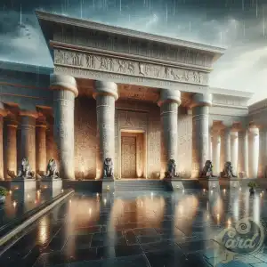 Egyptian Temple in rain