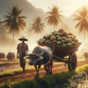 Farmer brings coconuts
