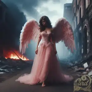female angel big pink wings