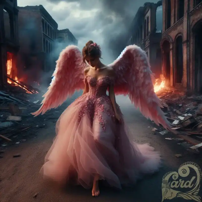 female angel big pink wings