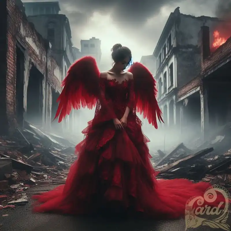 female angel big red wings
