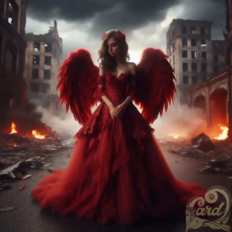 female angel big red wings