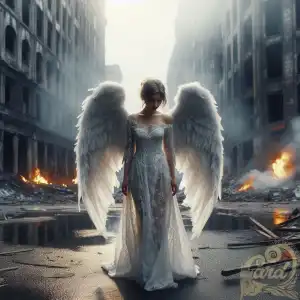 female angel big white wings