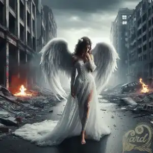 female angel big white wings