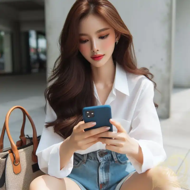 female fashion holding phone