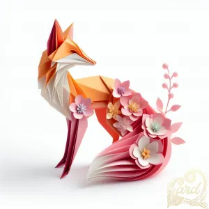 Floral Origami Fox