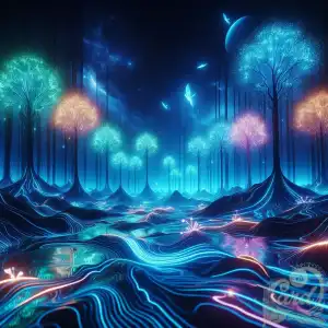 forest with neon lit