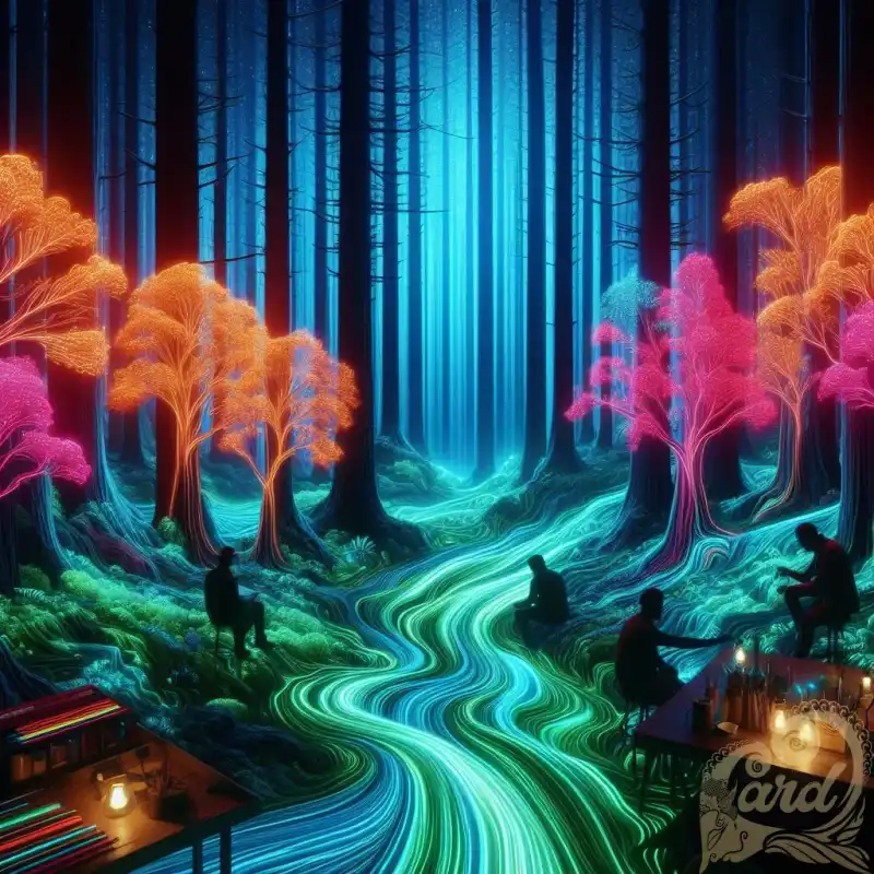 forest with neon lit
