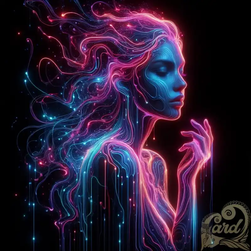 girl with neon light