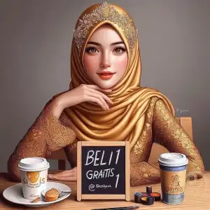 Gold hijab coffee model