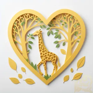 Golden Heart Giraffe Art