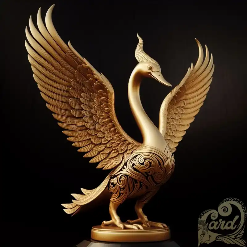 golden swan statue with uniqu