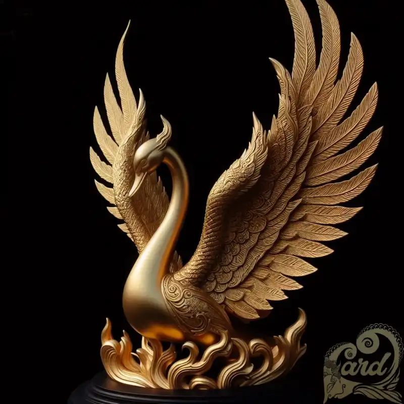 golden swan statue with uniqu