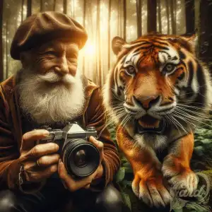 grandfather with tiger