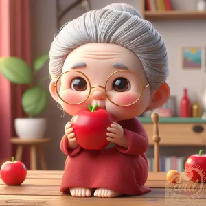 Grandmother Eating apple