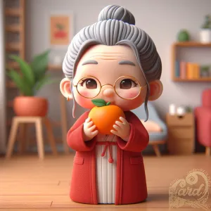 Grandmother Eating orange