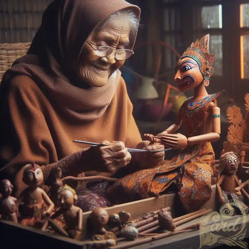 Grandmother makes Wayang Golek