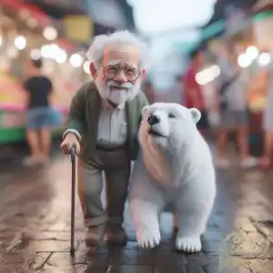 Grandpa And white bear