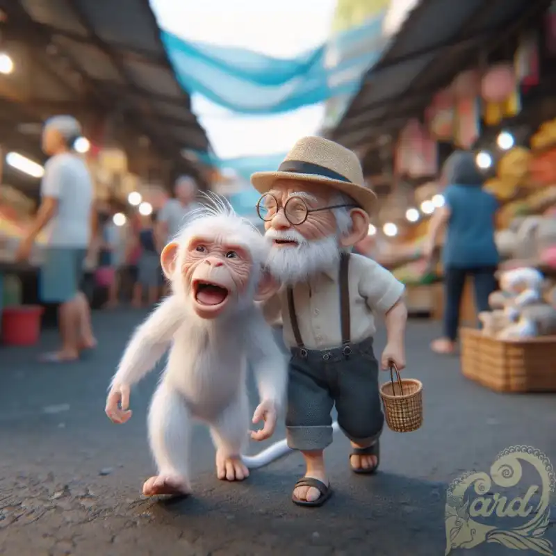 Grandpa And white monkey