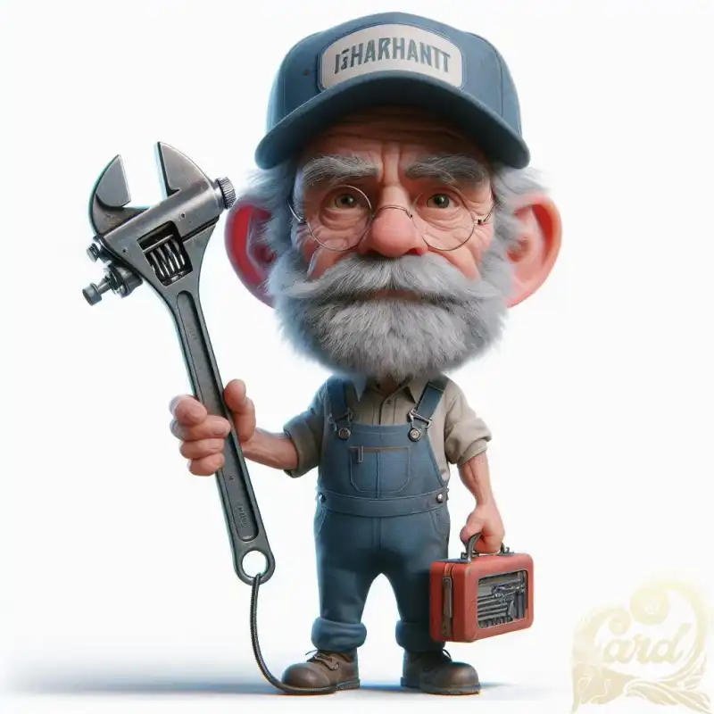 grandpa mechanic caricature
