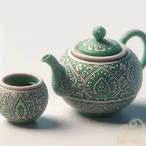 Green batik teapot 