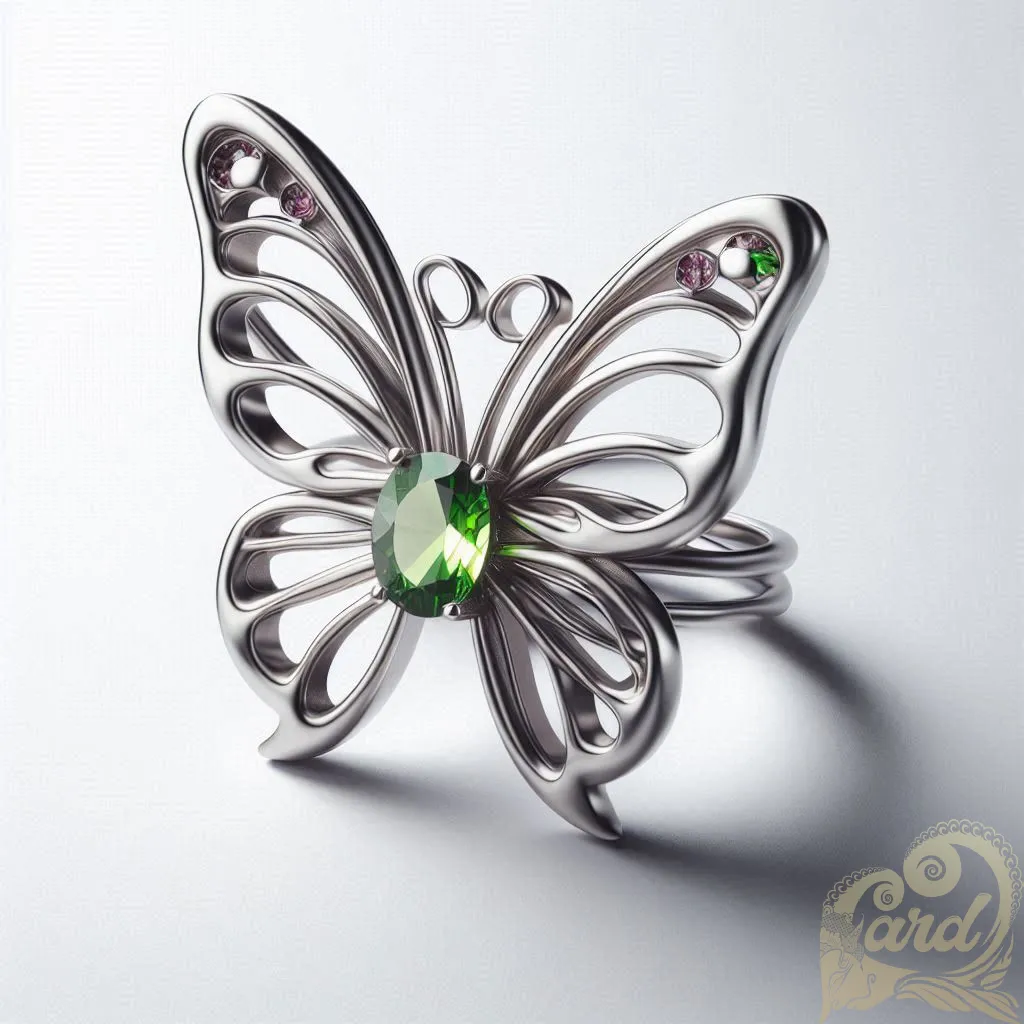 Green Gem Butterfly Ring